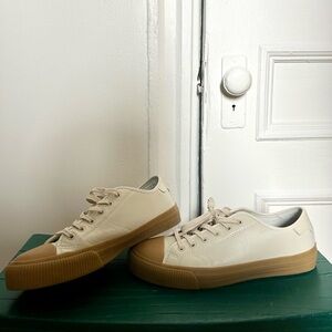 Sandro beige leather low sneakers